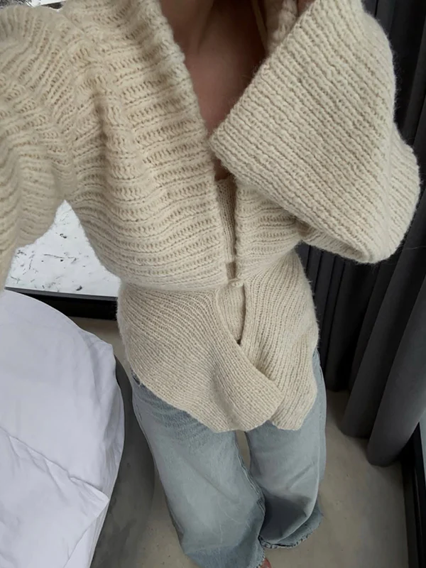 Solid-Color Button Cardigan - Image 2
