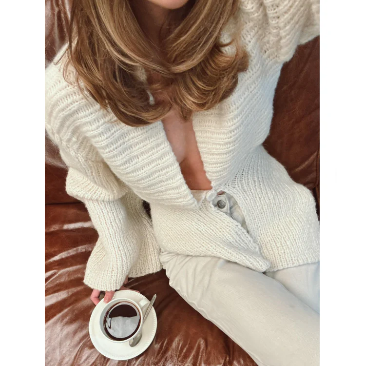 Solid-Color Button Cardigan - Image 5
