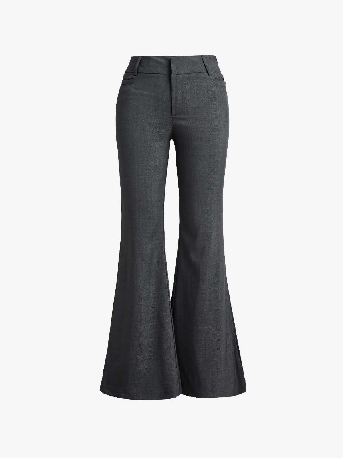 Solid Color Pleated Flare Leg Pants