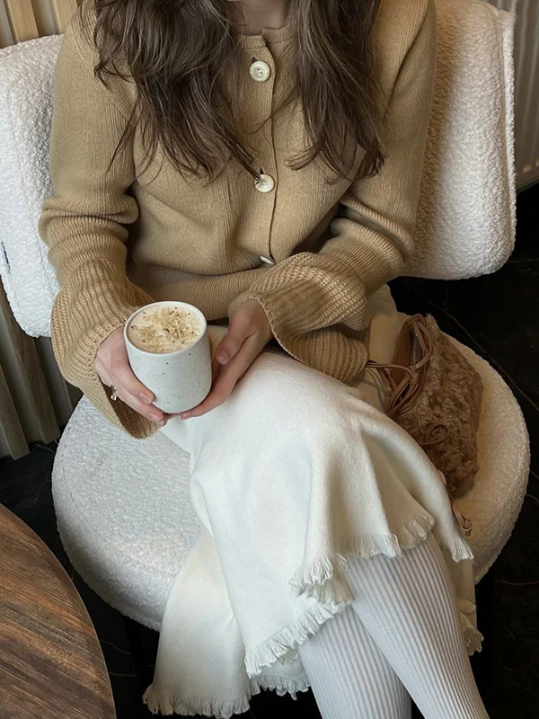 Solid-Coloured Knitwear Cardigan - Image 2