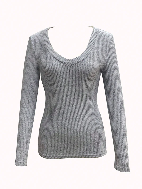 Solid-Coloured Versatile Stretch Fabric Long Sleeve - Image 2