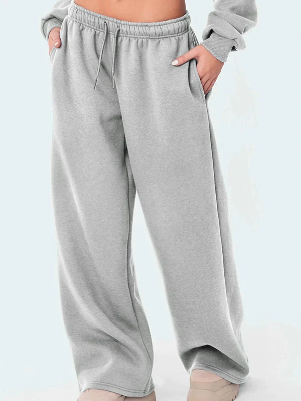 Solid Drawstring Loose Sweatpants - Image 5