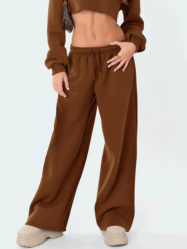 Solid Drawstring Loose Sweatpants - Image 7