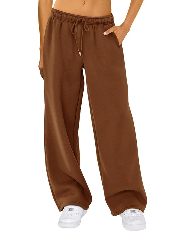 Solid Drawstring Loose Sweatpants - Image 8