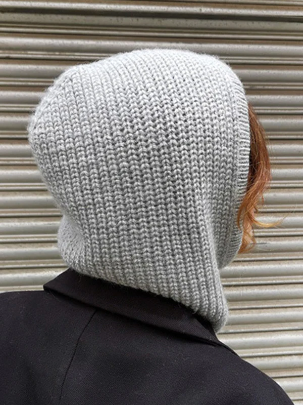 Solid Integrated Ear Protection Pullover Knitted Hat - Image 3