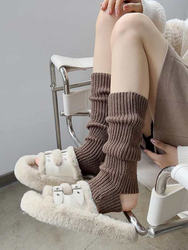 Solid Ribbed Cutout Leg Warmer - Image 17