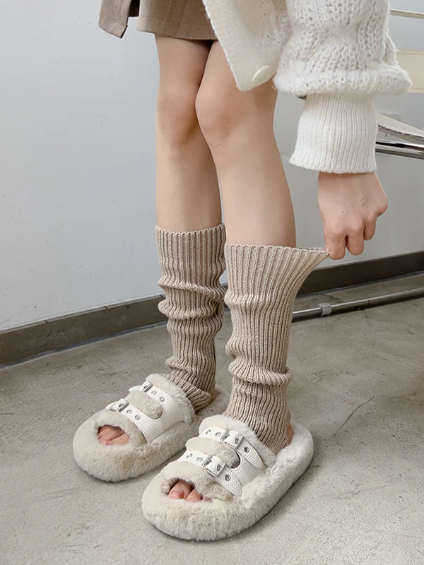 Solid Ribbed Cutout Leg Warmer - Image 18