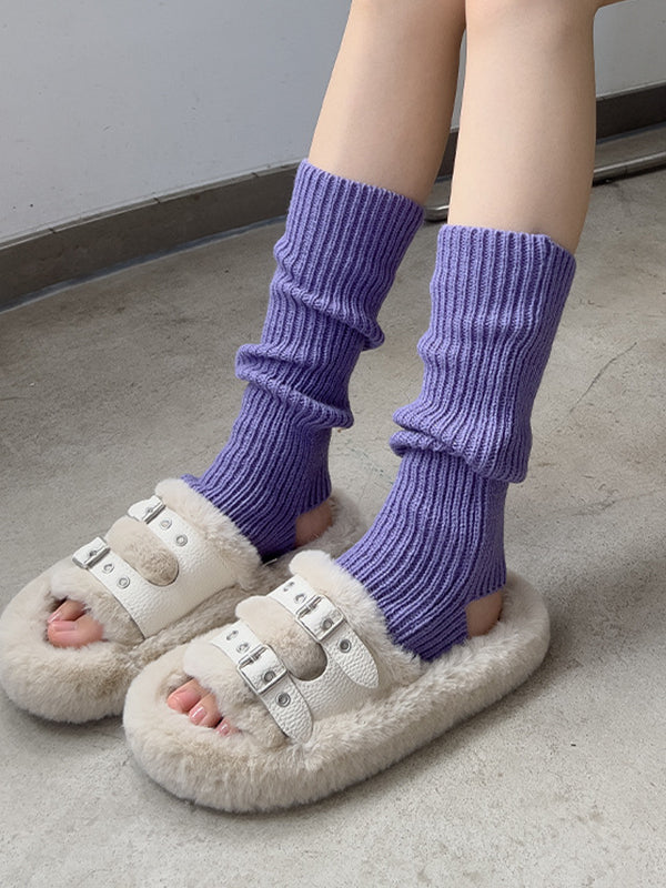 Solid Ribbed Cutout Leg Warmer - Image 6