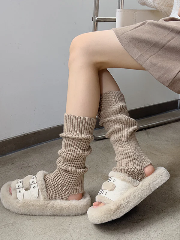 Solid Ribbed Cutout Leg Warmer - Image 8