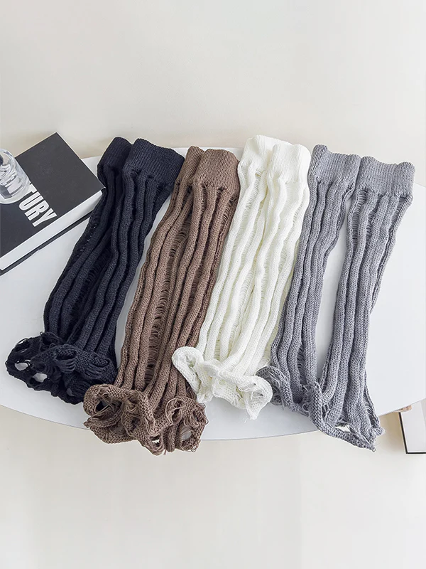 Solid Ripped Rolled Leg Warmer - Image 8