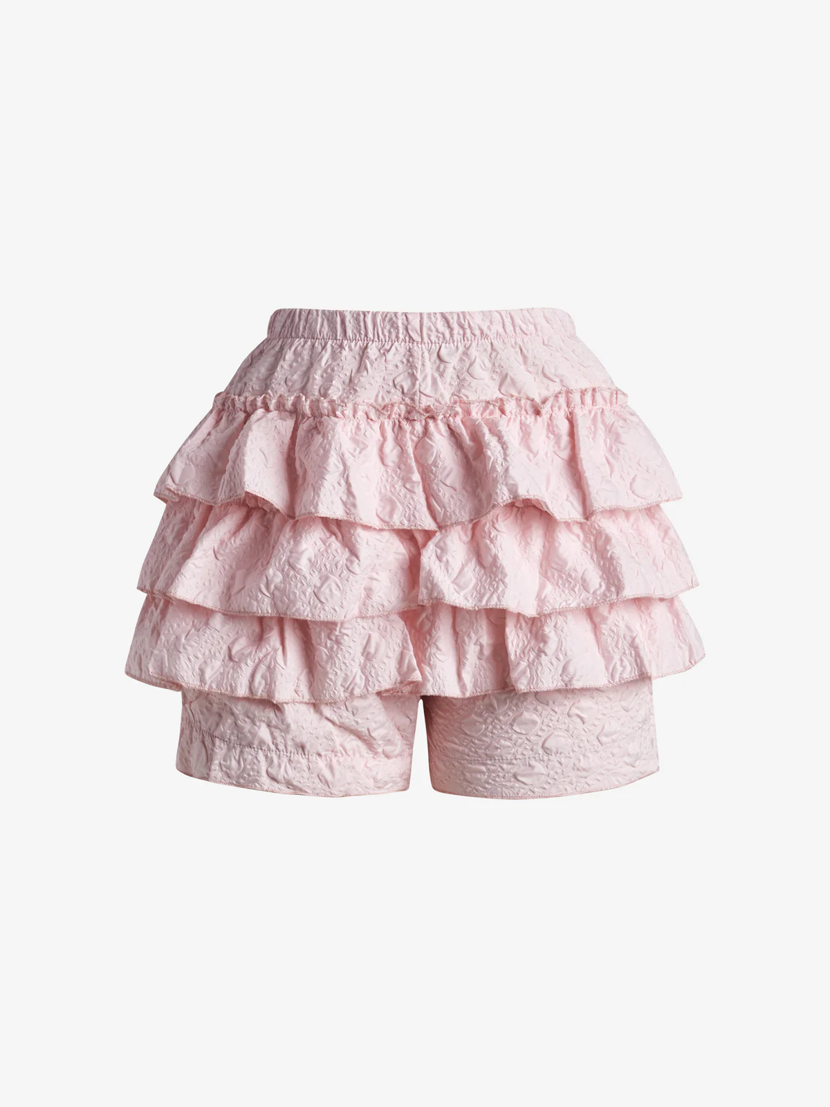 Solid Textured Tiered Shorts