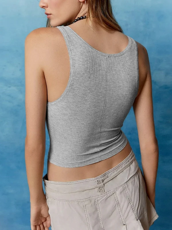 Solid U Neck Slim Tank Top - Image 10
