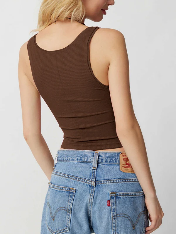 Solid U Neck Slim Tank Top - Image 14