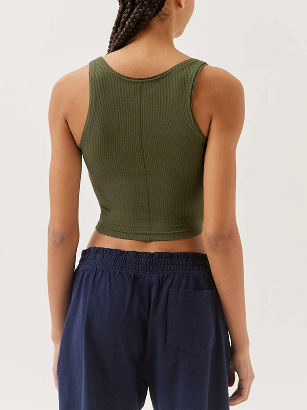 Solid U Neck Slim Tank Top - Image 18