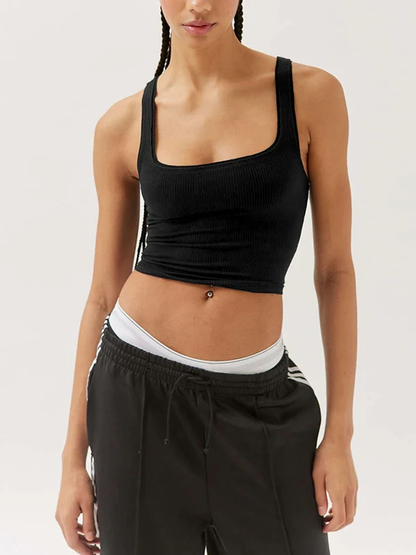 Solid U Neck Slim Tank Top - Image 26
