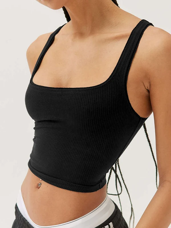 Solid U Neck Slim Tank Top - Image 28