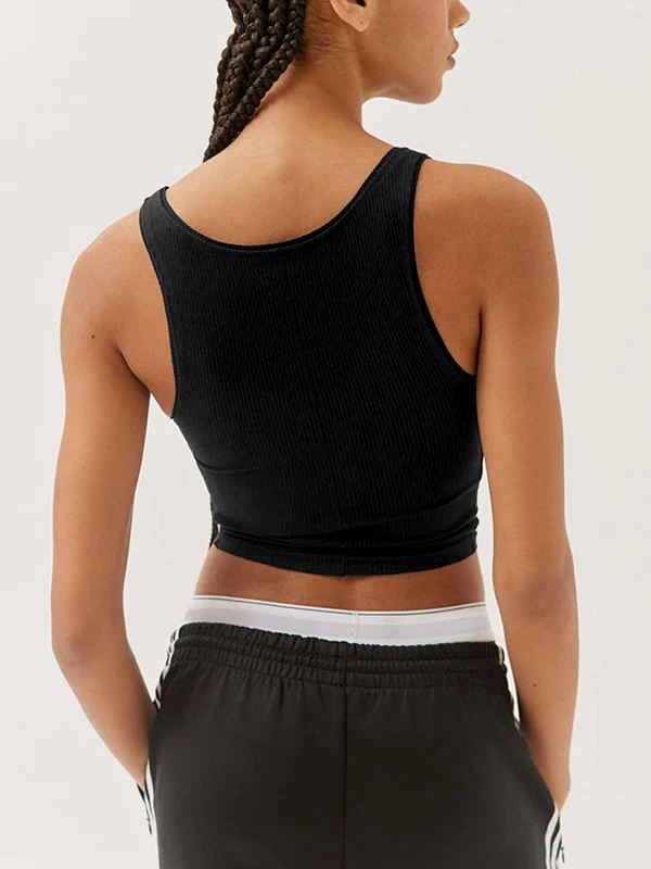 Solid U Neck Slim Tank Top - Image 29