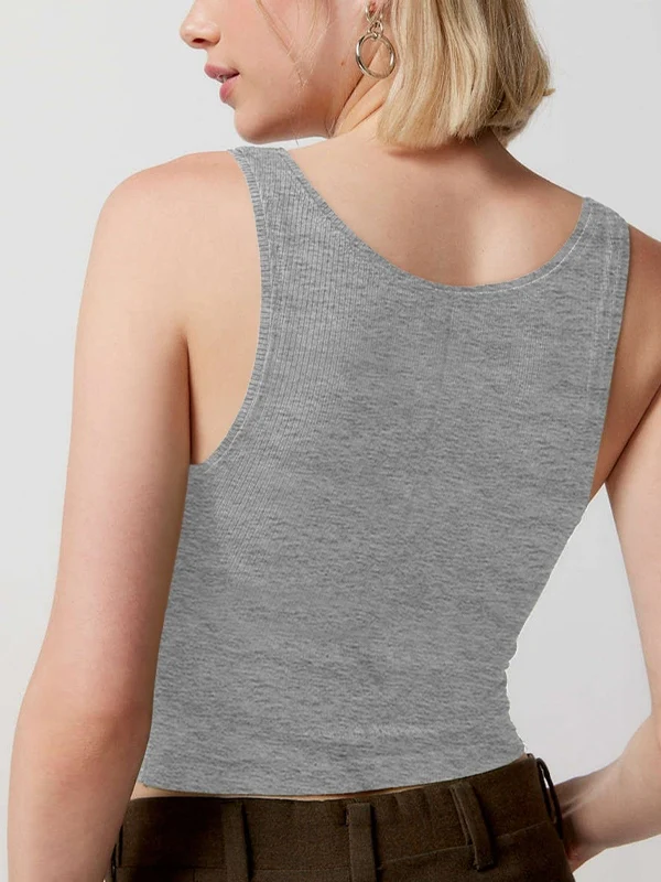 Solid U Neck Slim Tank Top - Image 8