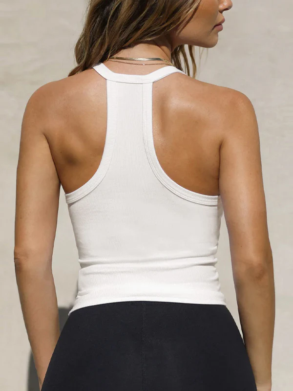 Solid V Neck Slim Knit Cami Top - Image 14