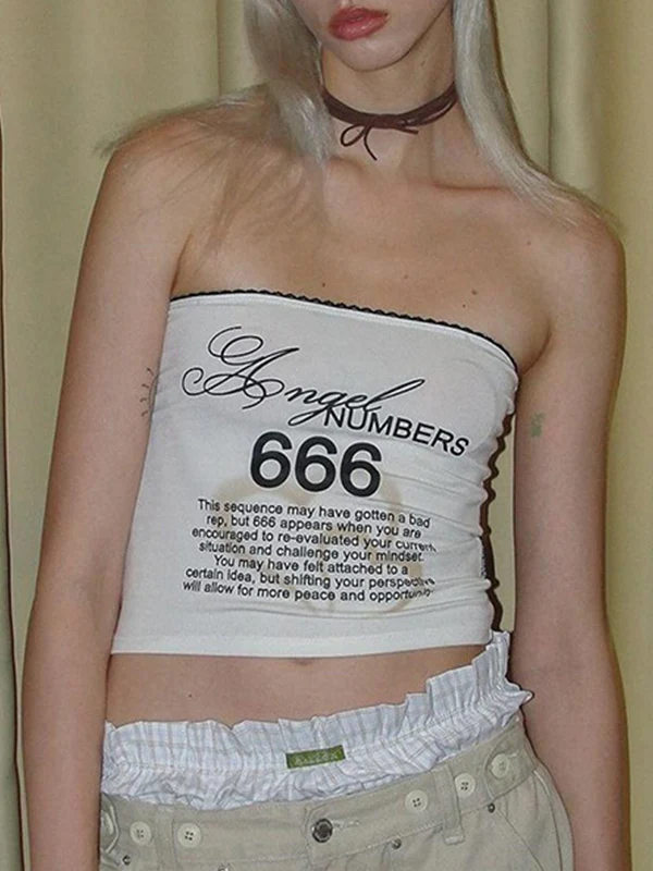 Spicy Girl Y2K Street Fashion Printed Cropped Bandeau Top - Image 4