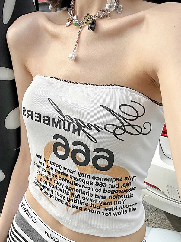 Spicy Girl Y2K Street Fashion Printed Cropped Bandeau Top - Image 5