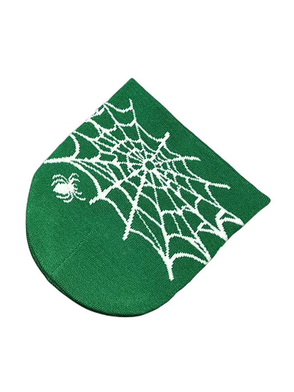Spider Web Jacquard Warm Beanie Hat - Image 12