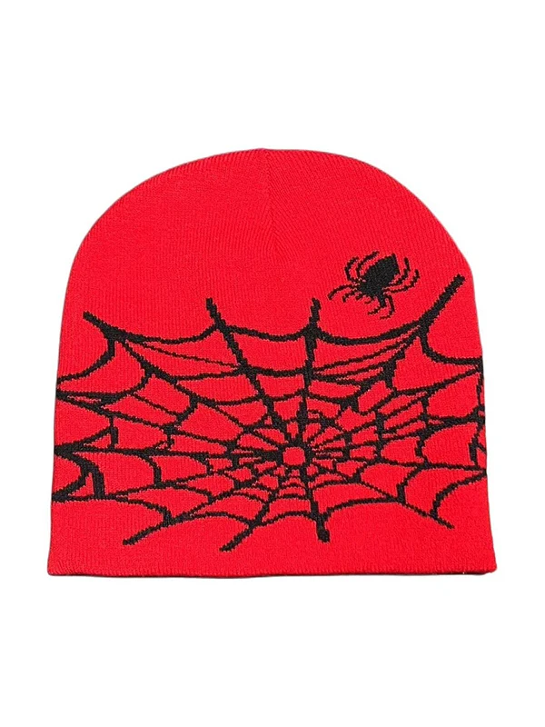 Spider Web Jacquard Warm Beanie Hat - Image 15