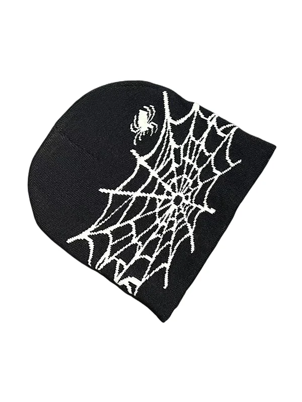 Spider Web Jacquard Warm Beanie Hat - Image 5