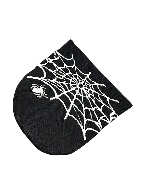 Spider Web Jacquard Warm Beanie Hat - Image 6