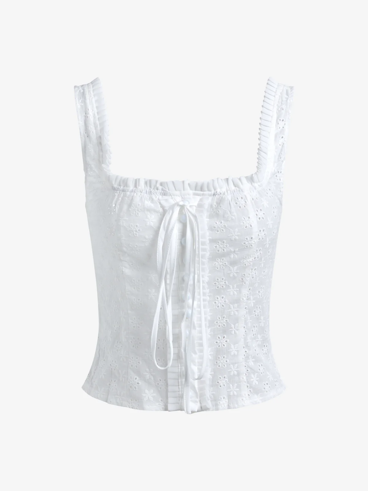 Square Neck Embroidery Cutout Cami Top - Image 5