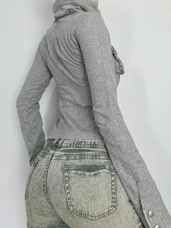 Stand-Up Collar Pockets Jacket - Image 2