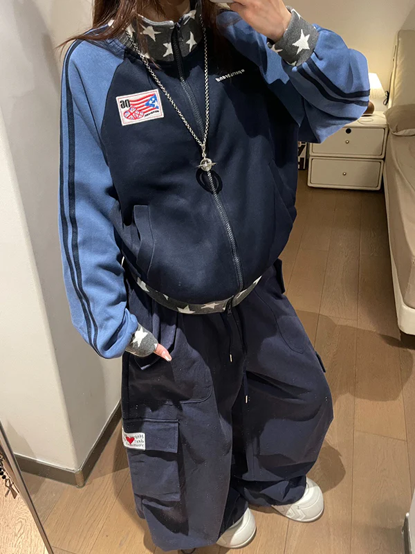 Star American-Style Zipper Hoodie Jacket - Image 2