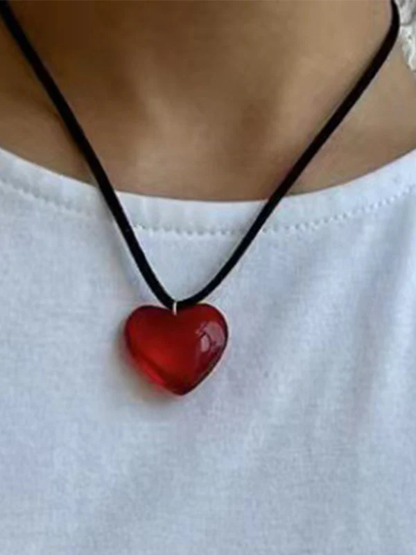 Stone Heart Charm Necklace - Image 3