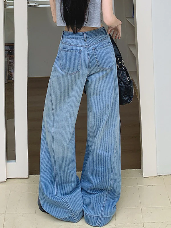 Straight Stripe Wide Leg Boyfriend Jeans - Image 4