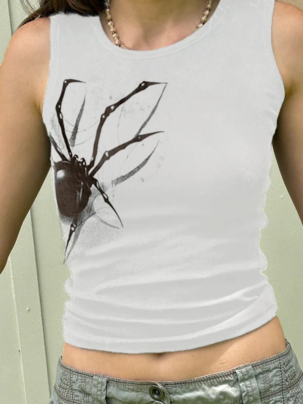 Street Spider Print Ribbed Tank Top - Image 10