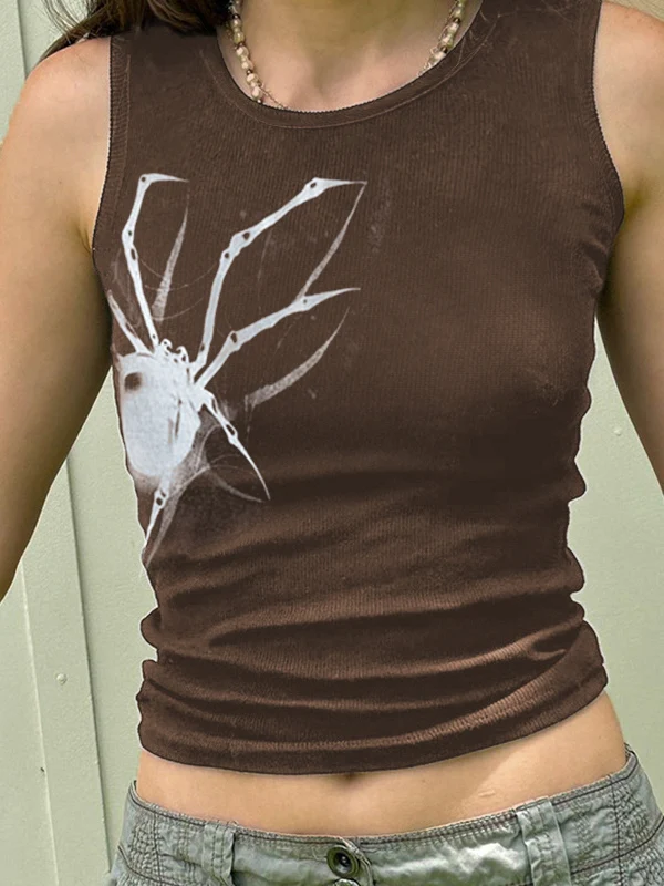 Street Spider Print Ribbed Tank Top - Image 14