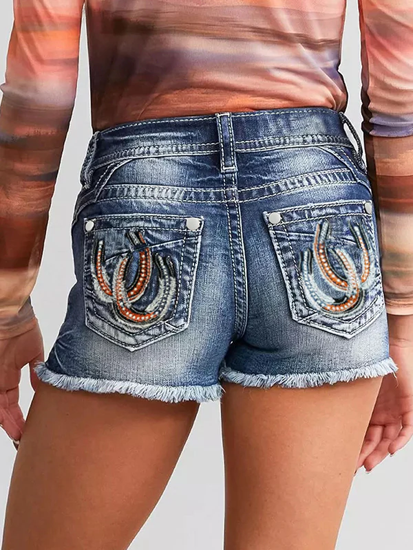 Stretchy Ripped Denim Shorts - Image 2