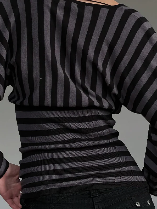 Stripe V-Neck Long Sleeve - Image 2
