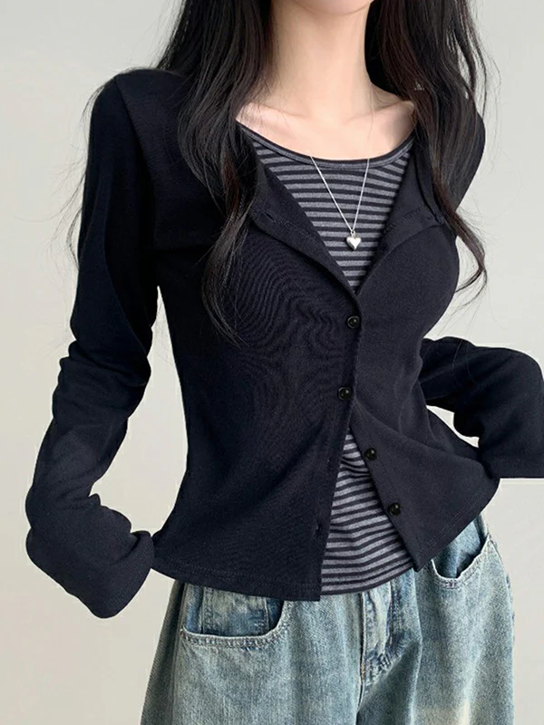 Striped Button Placket Long Sleeve - Image 6