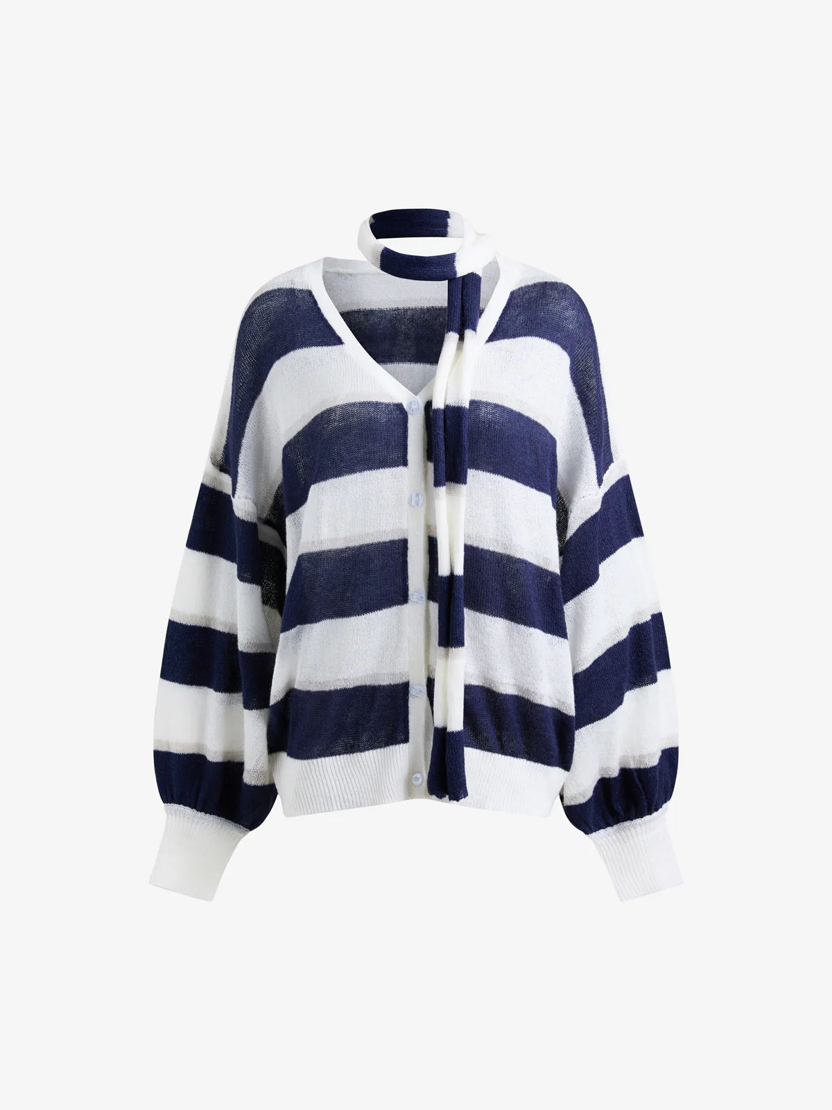 Striped Scarf Sweater Cardigan - Image 7