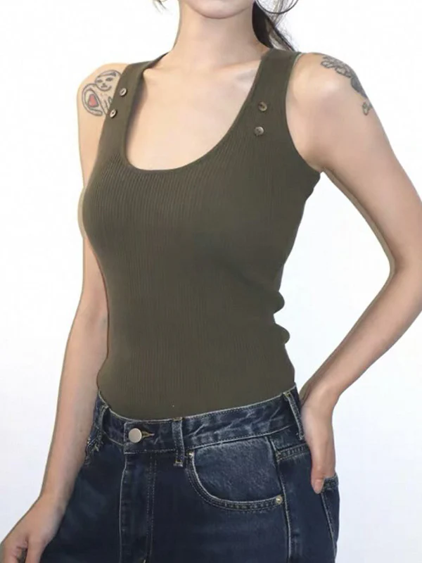 Studded Button Tank Top - Image 12