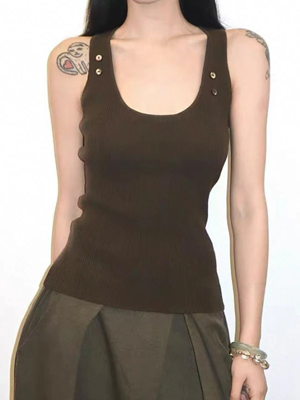 Studded Button Tank Top - Image 13