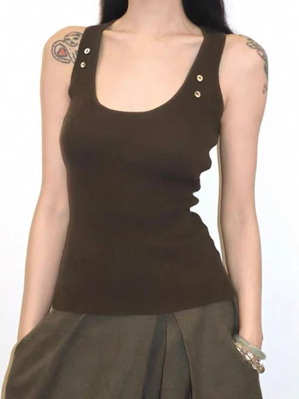 Studded Button Tank Top - Image 6