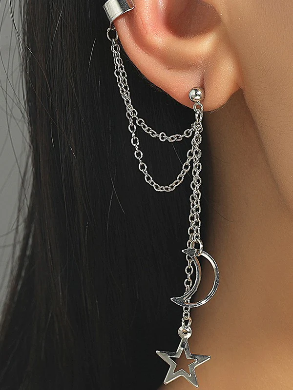 Tassel Star Moon Drop Earrings - Image 4