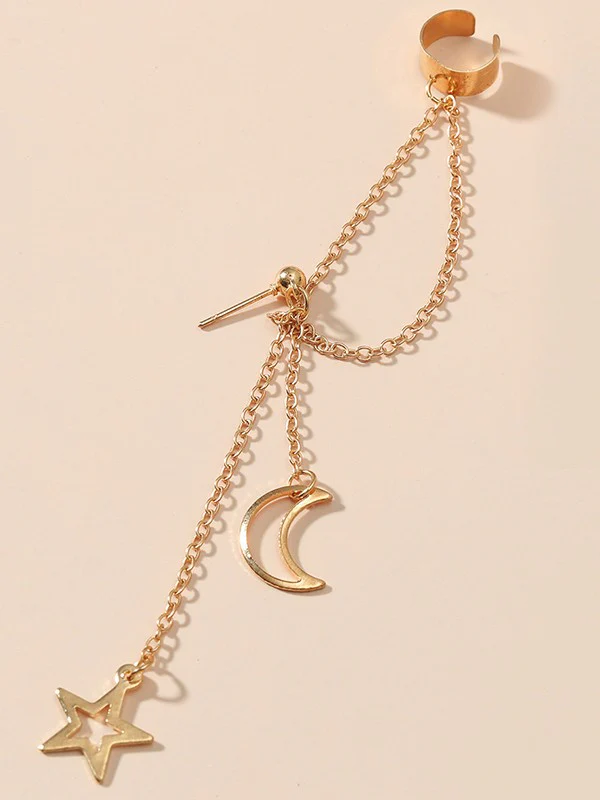 Tassel Star Moon Drop Earrings - Image 6