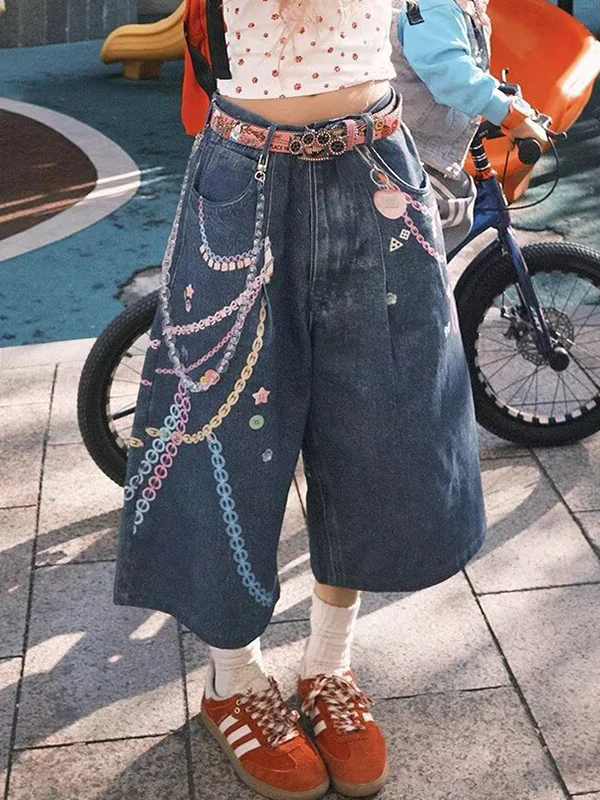 Thin design Denim Shorts - Image 2