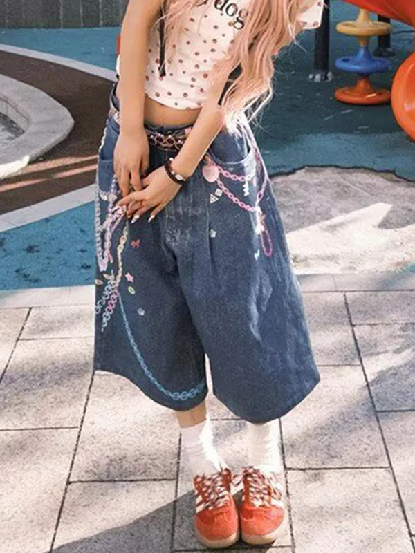 Thin design Denim Shorts - Image 4