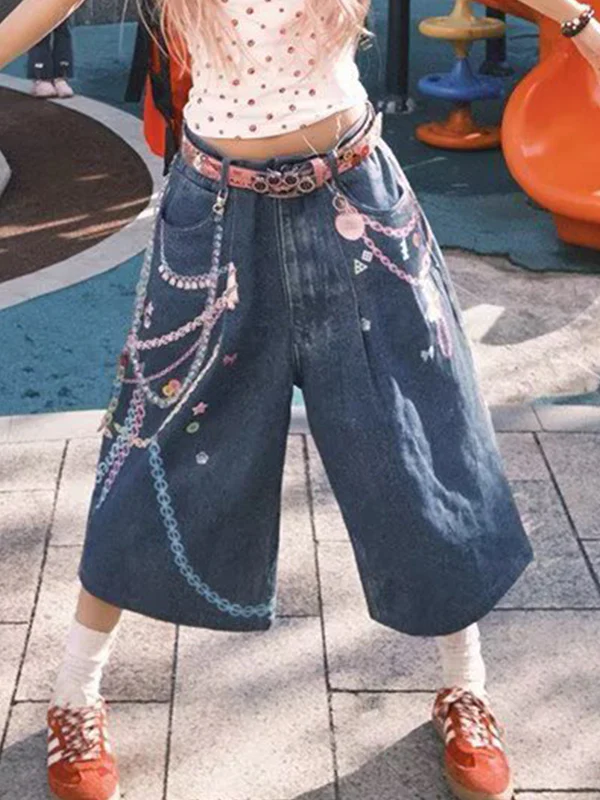 Thin design Denim Shorts - Image 5