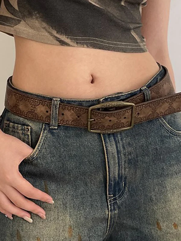 Tribal Distressed Print Buckle Belt - Image 5