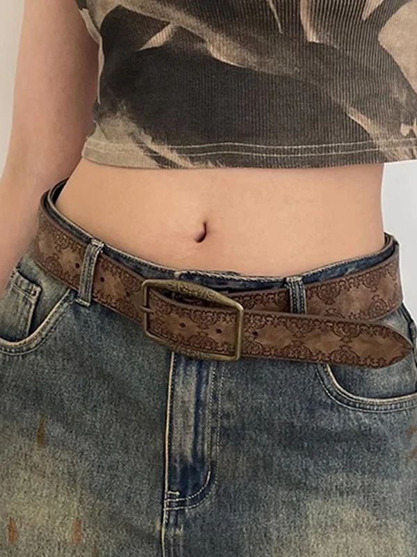 Tribal Distressed Print Buckle Belt - Image 6